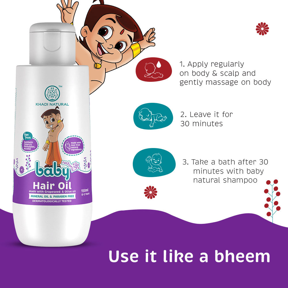 Khadi Natural Chota Bheem Baby Hair Oil With Grapeseed & Olive-150 ml
