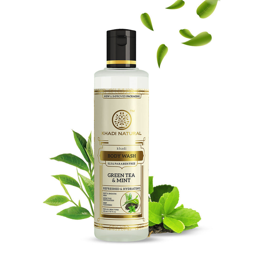 Khadi Natural Green Tea & Mint Body Wash- Sls & Paraben Free-210 ml