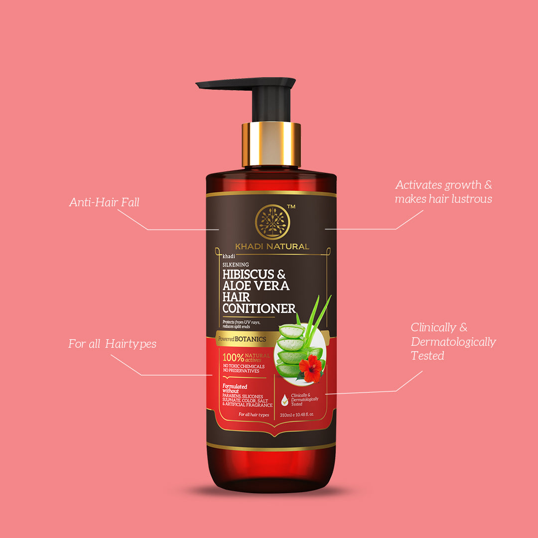 Khadi Natural Hibiscus & Aloe Vera Hair Conditioner - Parabens, Silicones, Sulphate, Color, Salt & Artificial Fragrance Free-310 ml