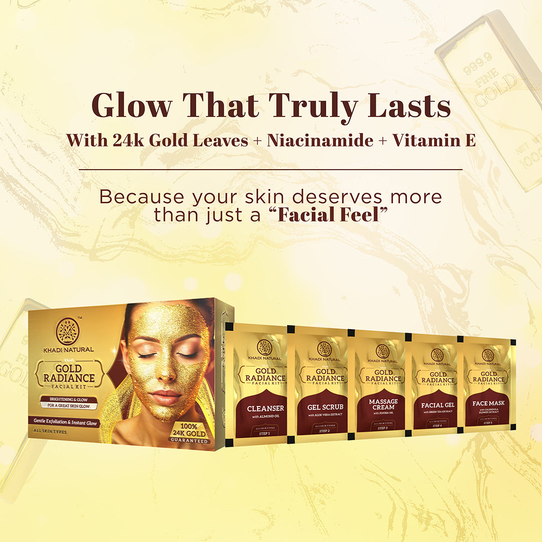 Khadi Natural 24K Gold Radiance Facial Kit - 50gm