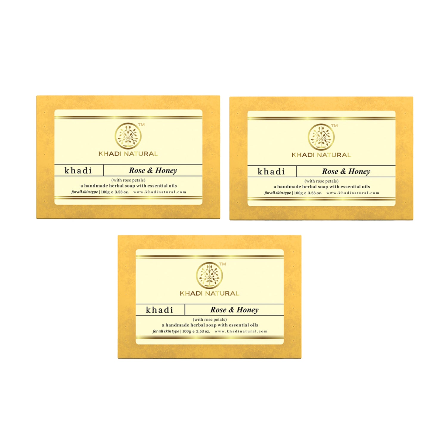 Khadi Natural Rose & Honey With Rose Petals Soap 100 g (Pack of 3)