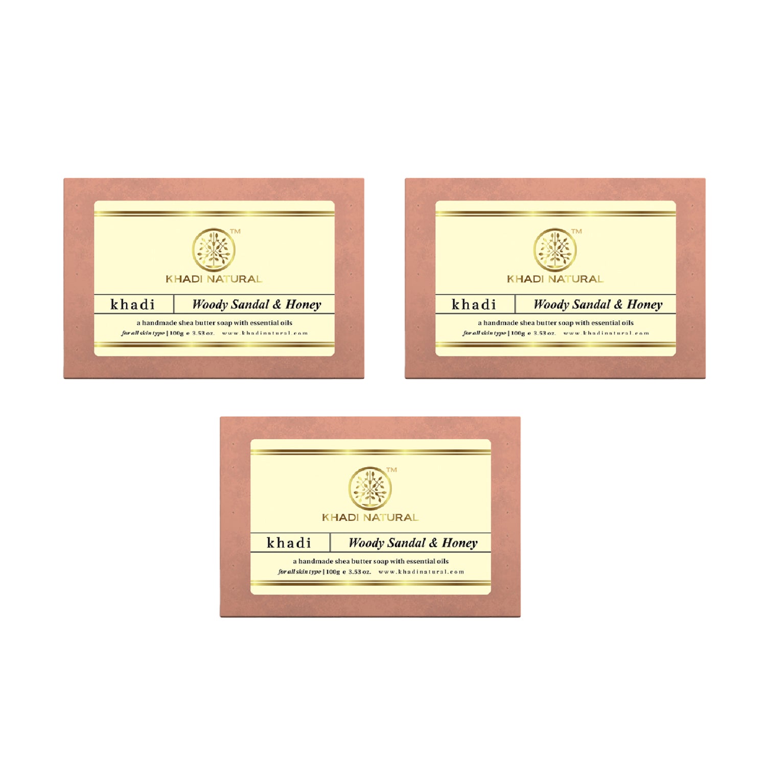 Khadi Natural Woody Sandal & Honey Soap 100 g (Pack of 3)
