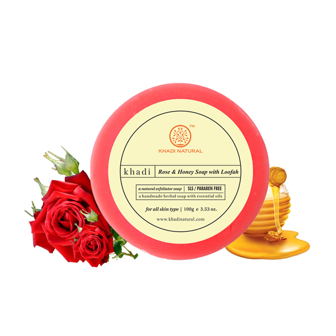 Khadi Natural Rose & Honey Loofah Soap - 100 g