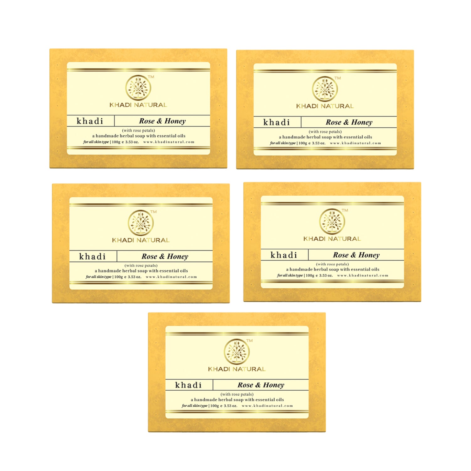 Khadi Natural Rose & Honey With Rose Petals Soap 100 g (Pack of 5)