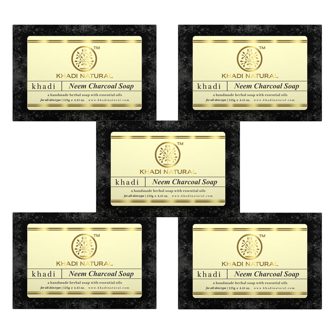Khadi Natural Neem Charcoal Soap 125g (Pack Of 5)