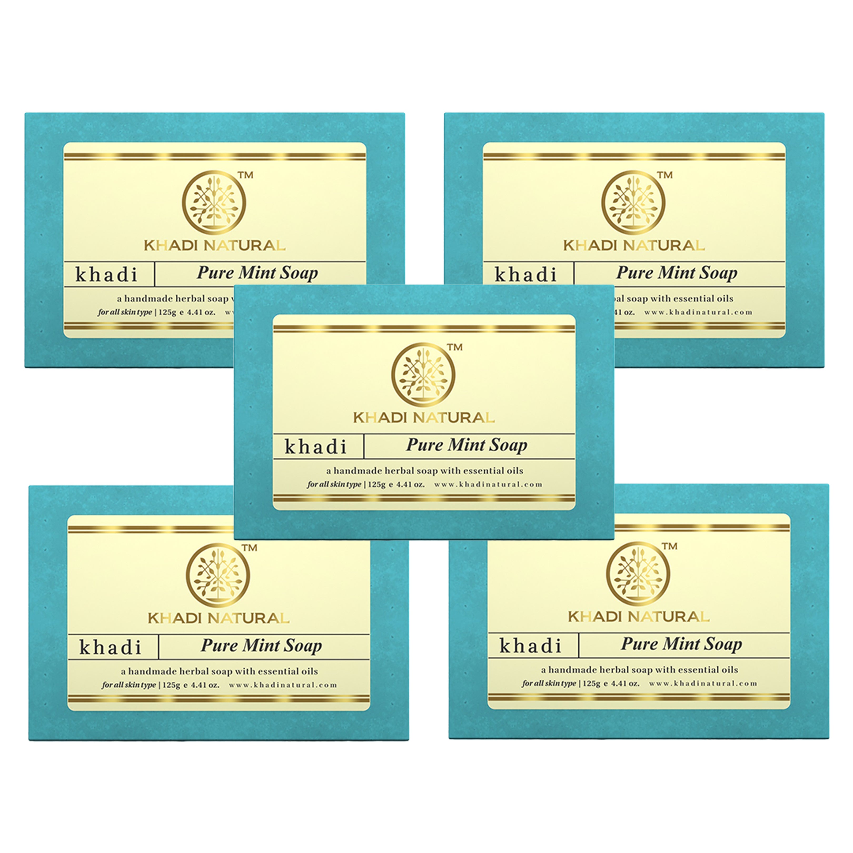 Khadi Natural Pure Mint Soap 125g (Pack Of 5)