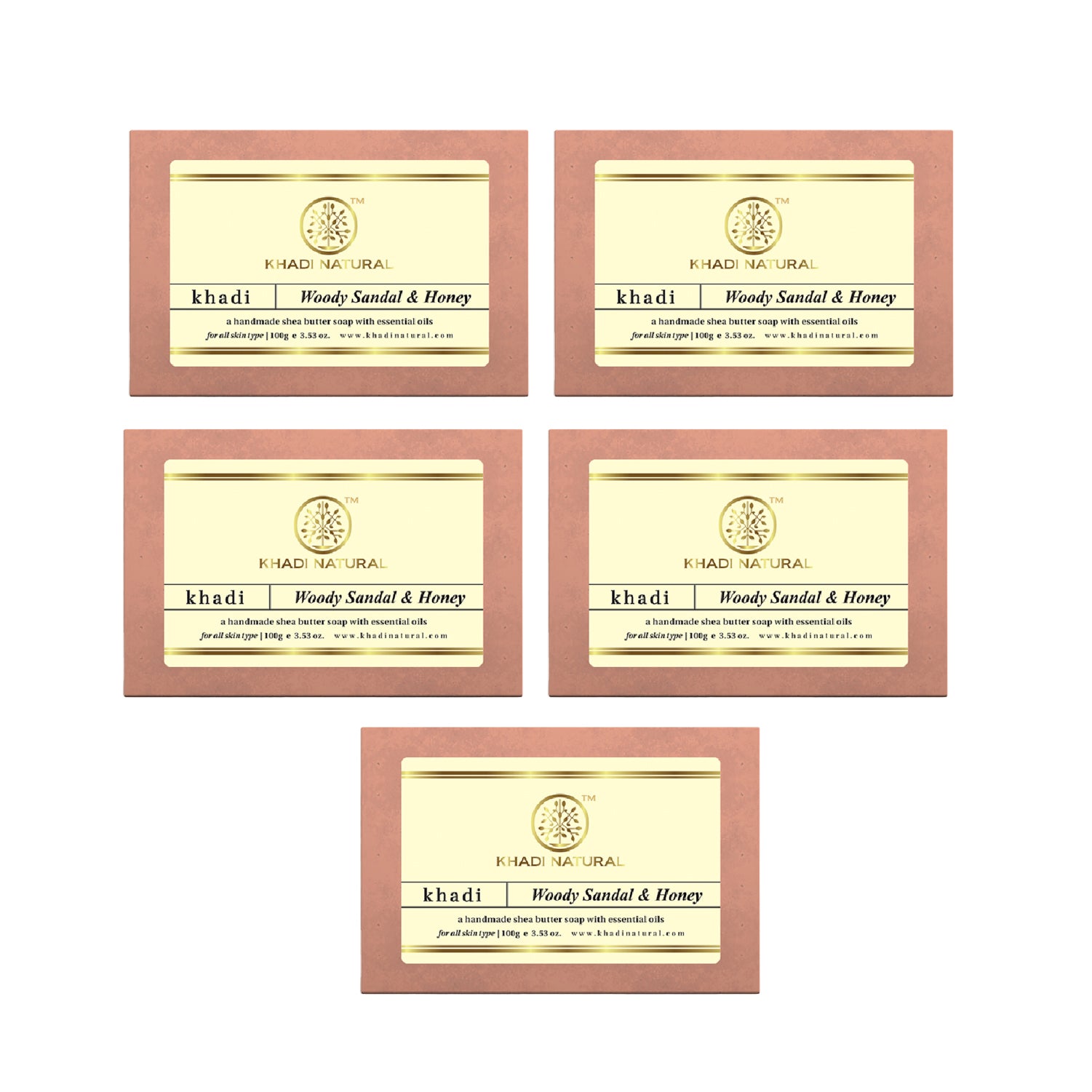 Khadi Natural Woody Sandal & Honey Soap 100 g (Pack of 5)