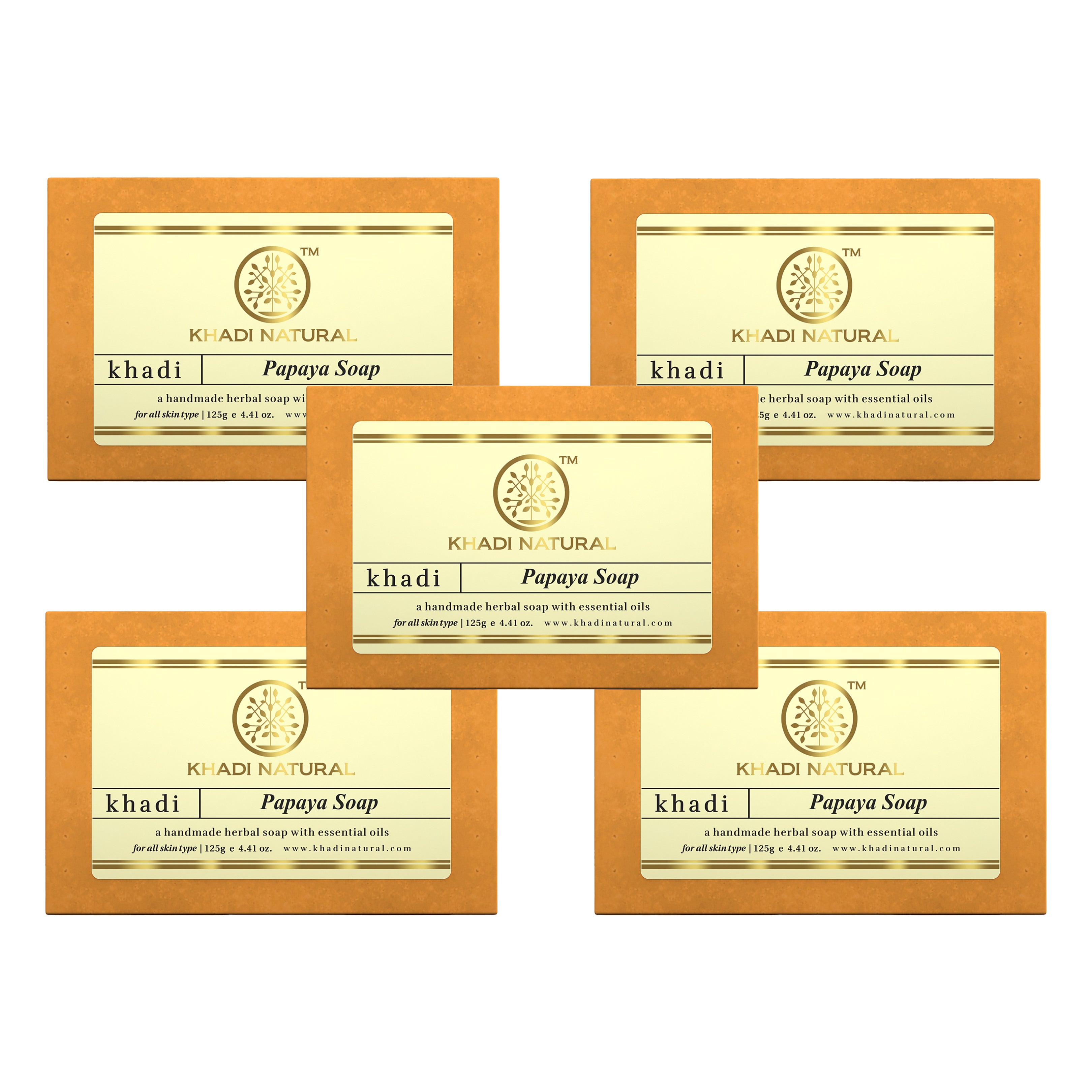 Khadi Natural Papaya Soap 125g (Pack Of 5)