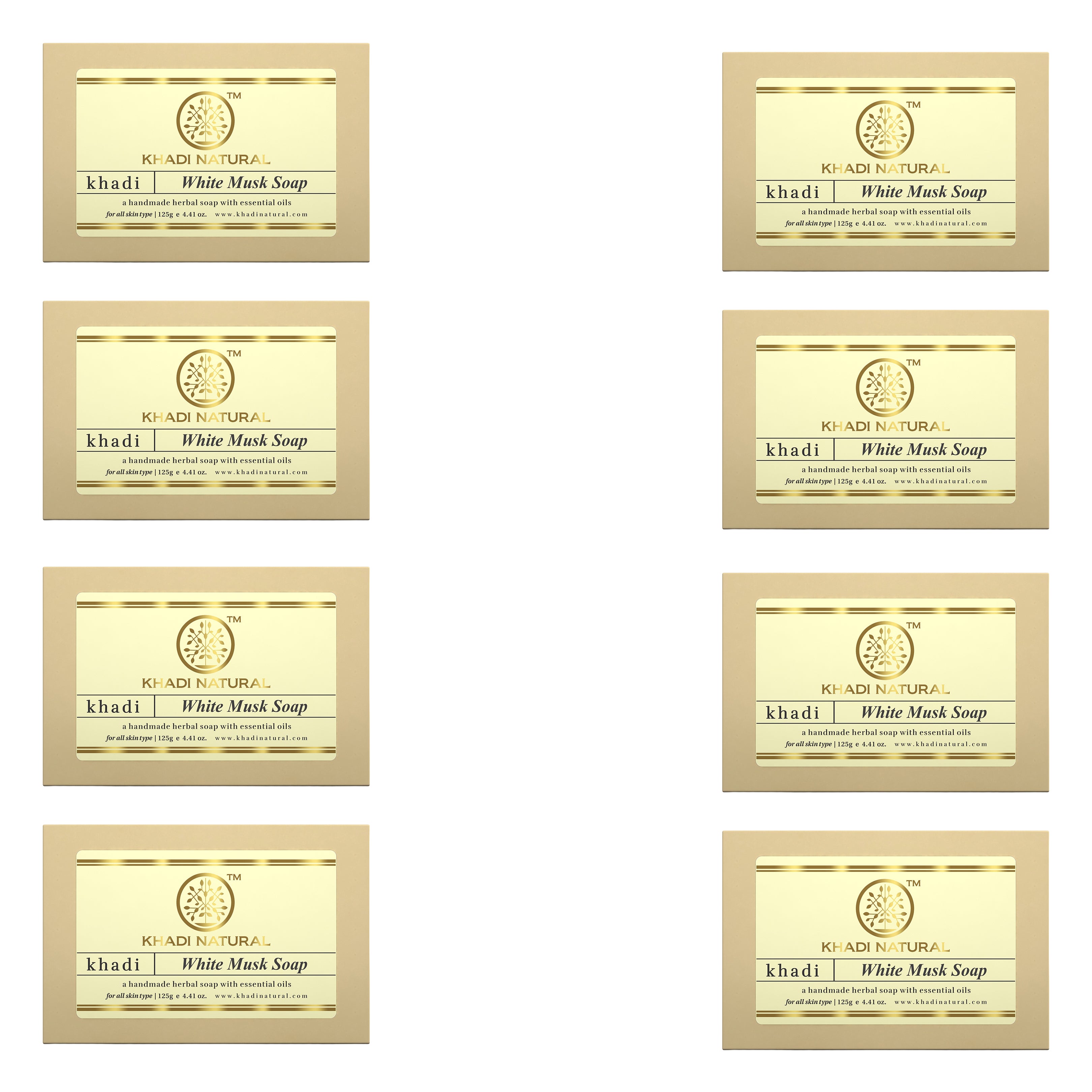 Khadi Natural Herbal White Musk Soap - 125 GM (Pack Of 8)