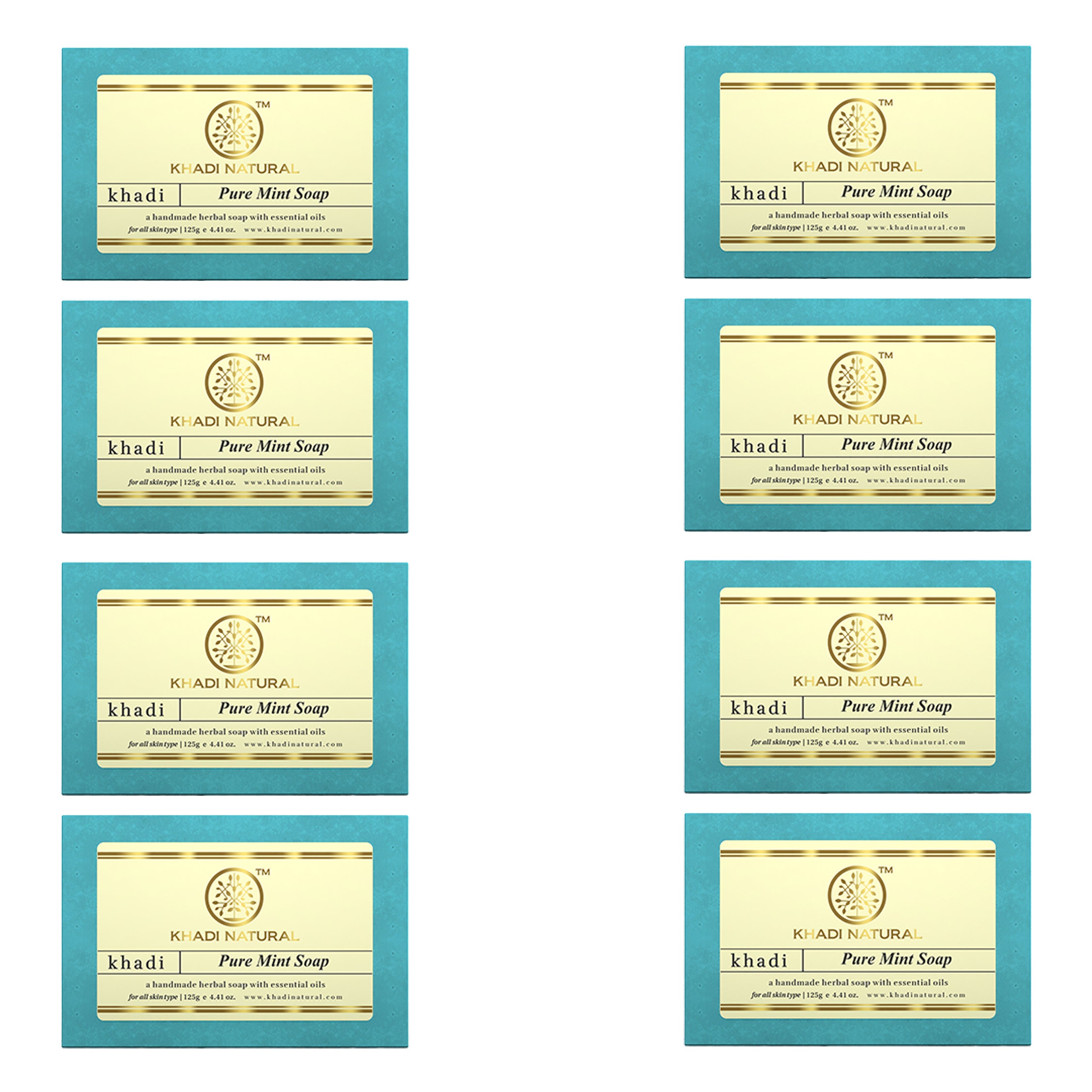 Khadi Natural Pure Mint Soap 125g (Pack Of 8)