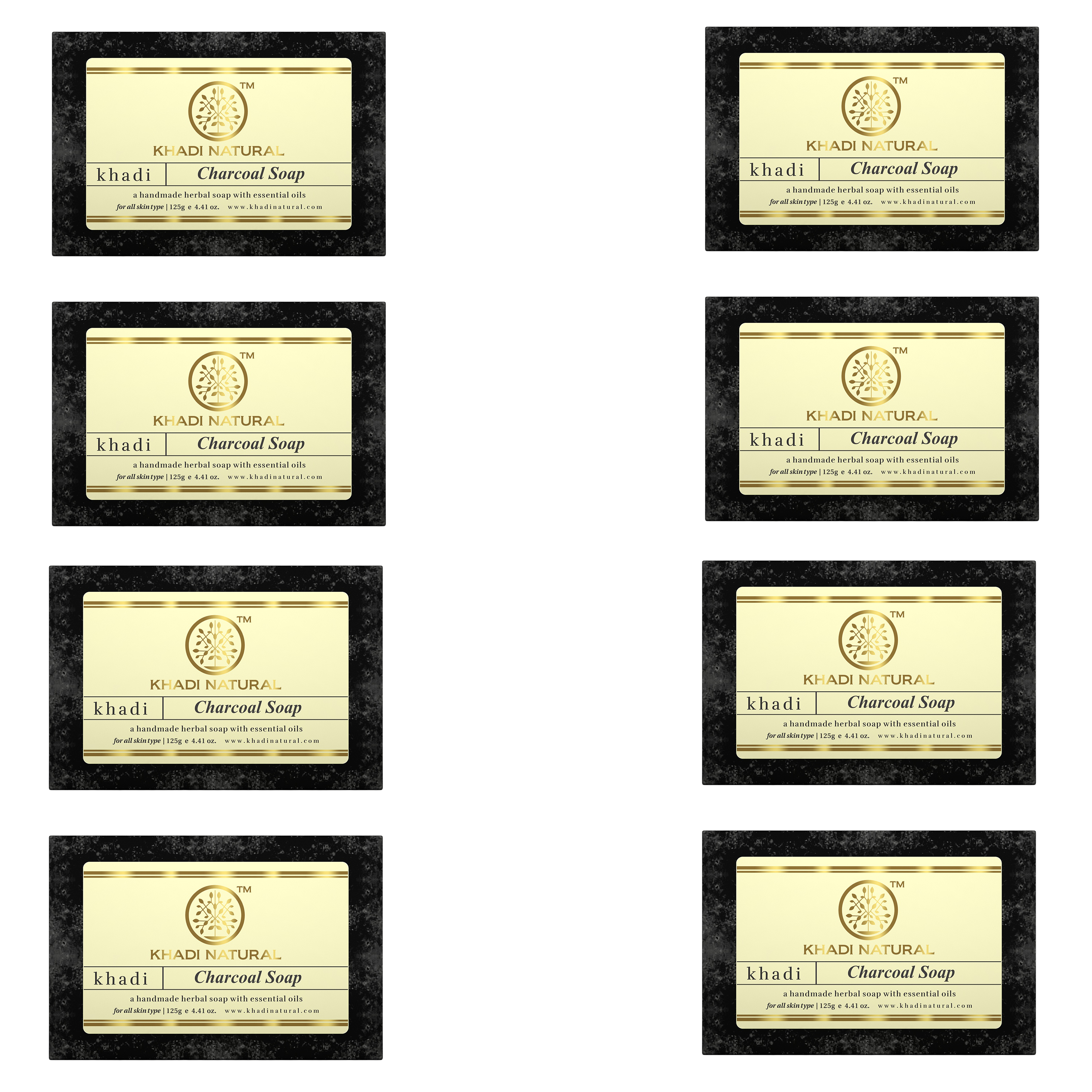 KHADI NATURAL CHARCOAL SOAP 125 g (Pack Of 8)