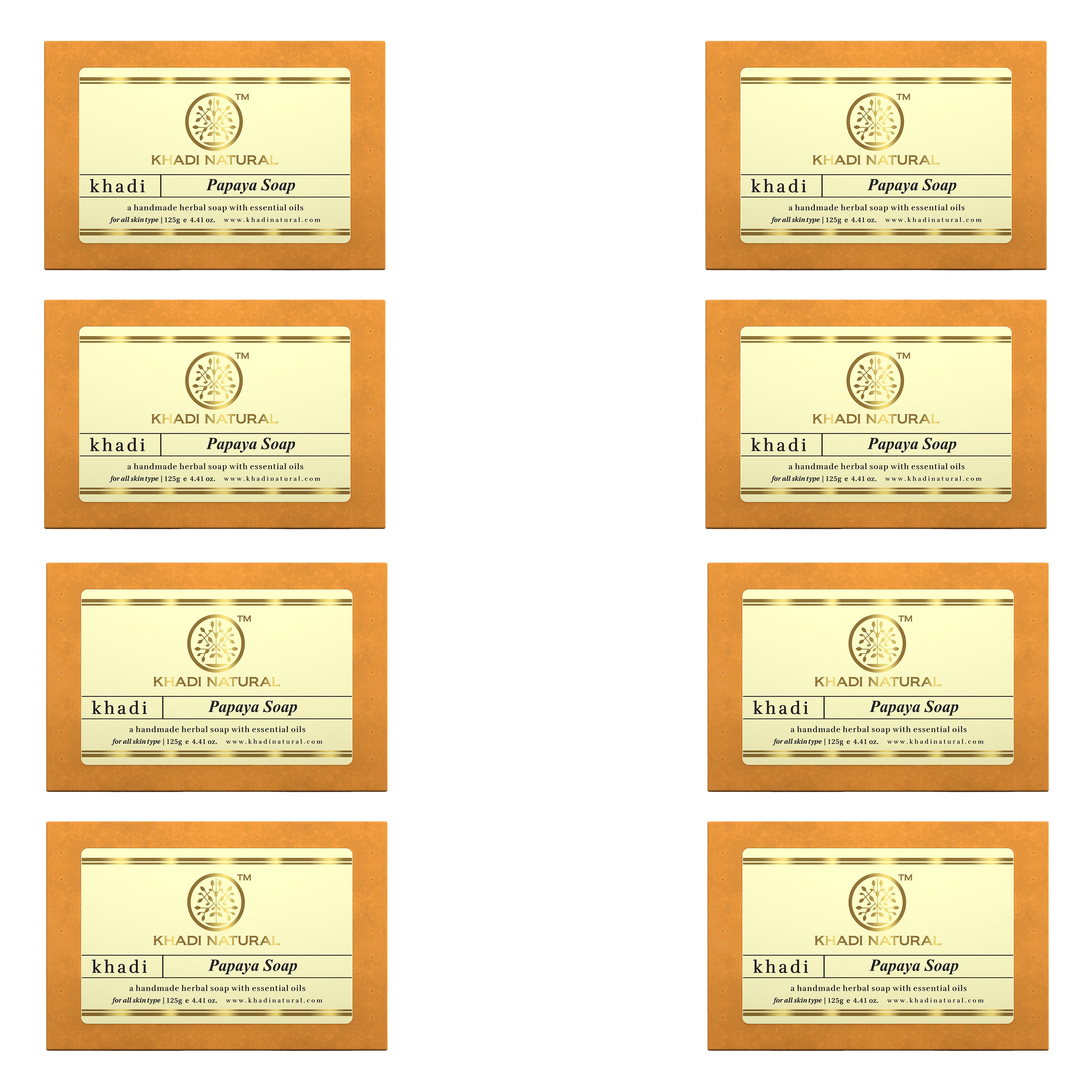Khadi Natural Papaya Soap 125g (Pack Of 8)