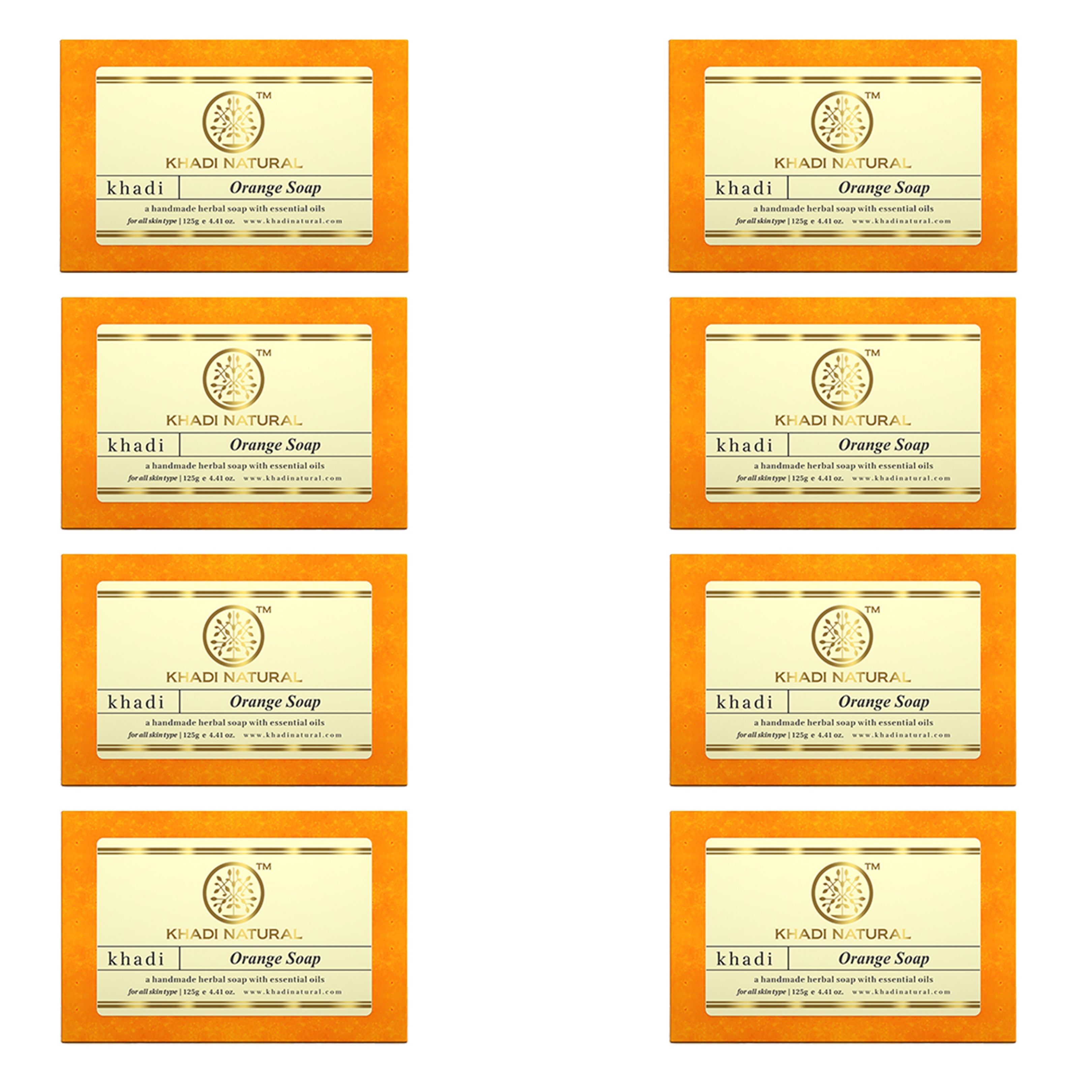 Khadi Natural Orange Soap 125g (Pack of 8)