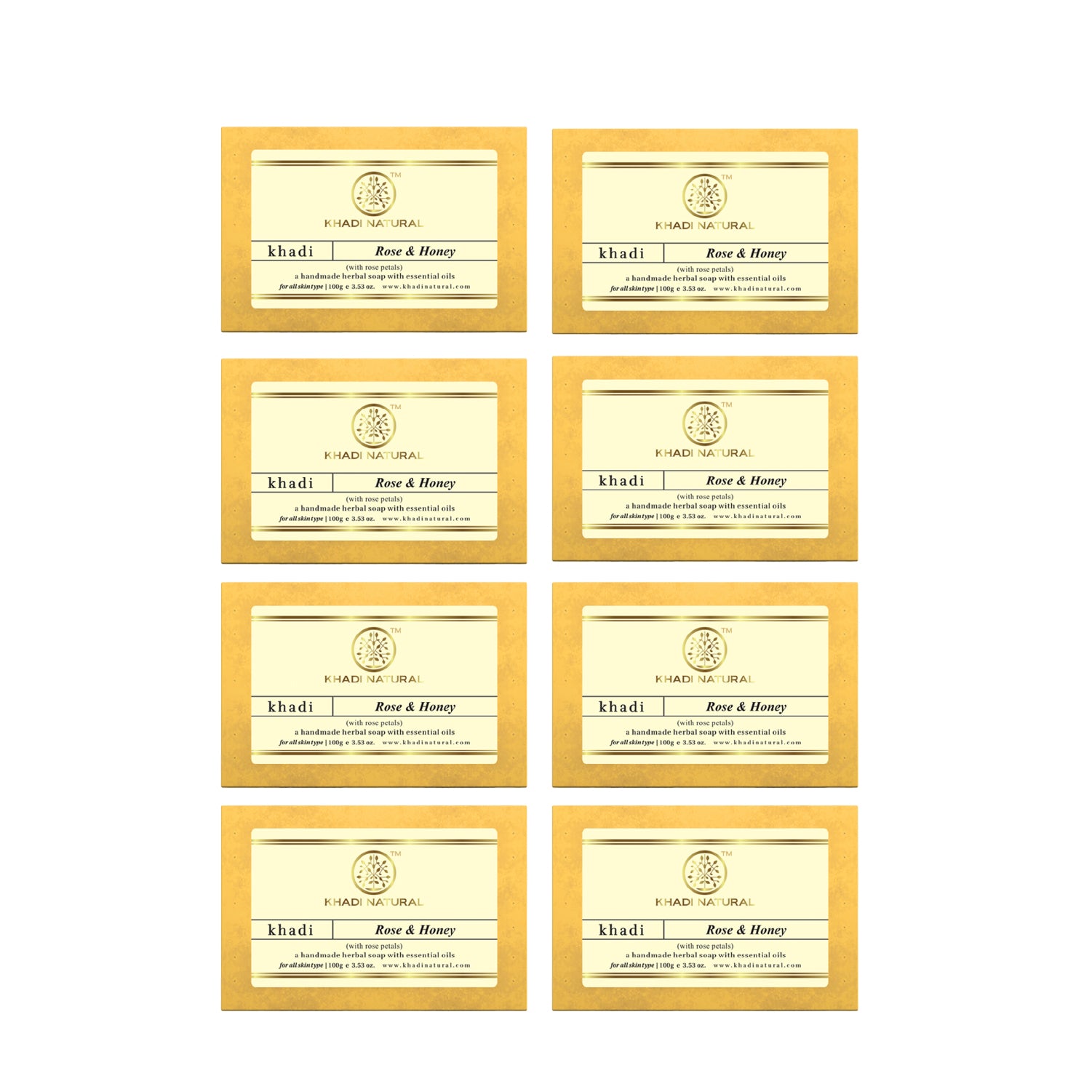 Khadi Natural Rose & Honey With Rose Petals Soap 100 g (Pack of 8)