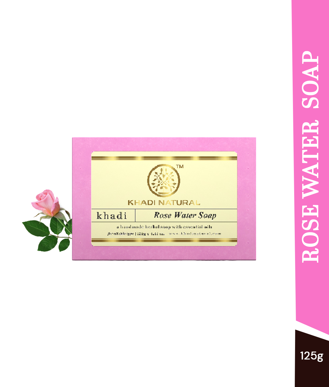 Khadi Natural Herbal Rose Water Soap-125 g