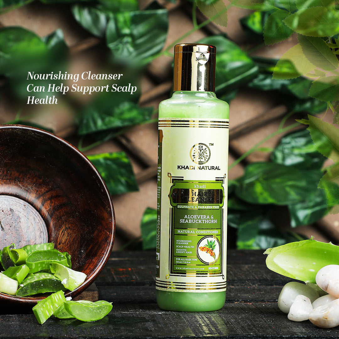Khadi Natural Aloevera & Seabuckthorn Hair Cleanser- Sulphate & Paraben Free 210 ml
