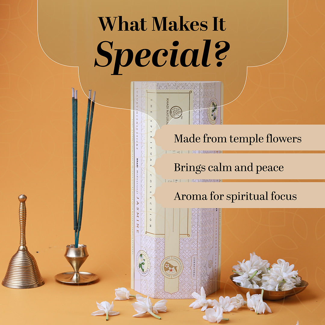 Khadi Natural Incense Sticks Jasmine and Sandalwood Combo of Pack of 6