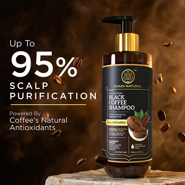 Khadi Natural Powered Botanics Black Coffee Shampoo for Strong & Healthy Hair - 310ml