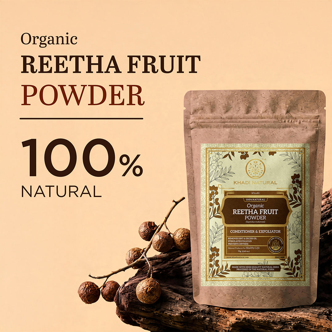 Khadi Natural Reetha Fruit Organic Powder for Hair Cleansing 75gm
