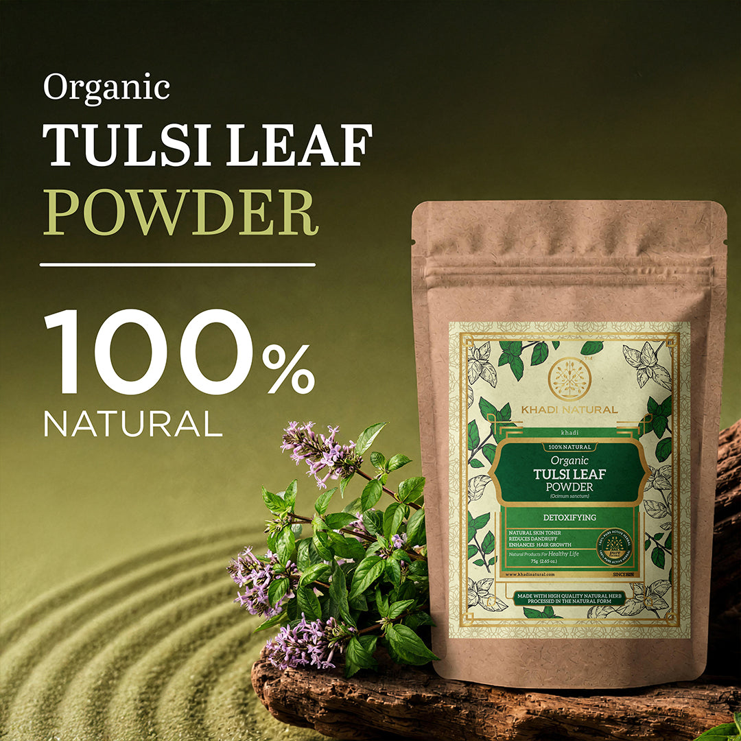 Khadi Natural Tulsi Leaf Organic Powder for Skin & Hair Care 75gm