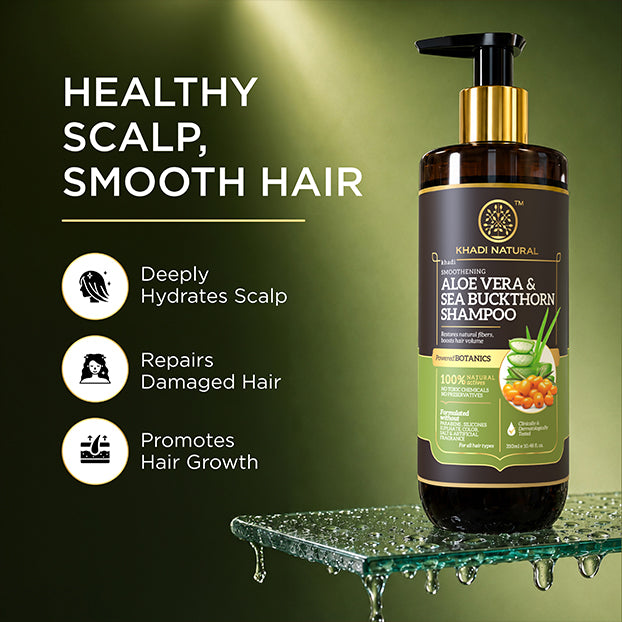 Khadi Natural Powered Botanics Aloe Vera & Seabuckthorn Shampoo for Hydrated Hair - 310ml