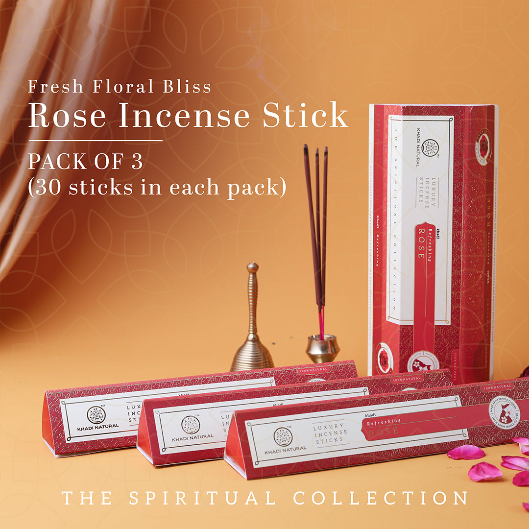 Khadi Natural Incense Sticks Rose Combo (Pack of 3)