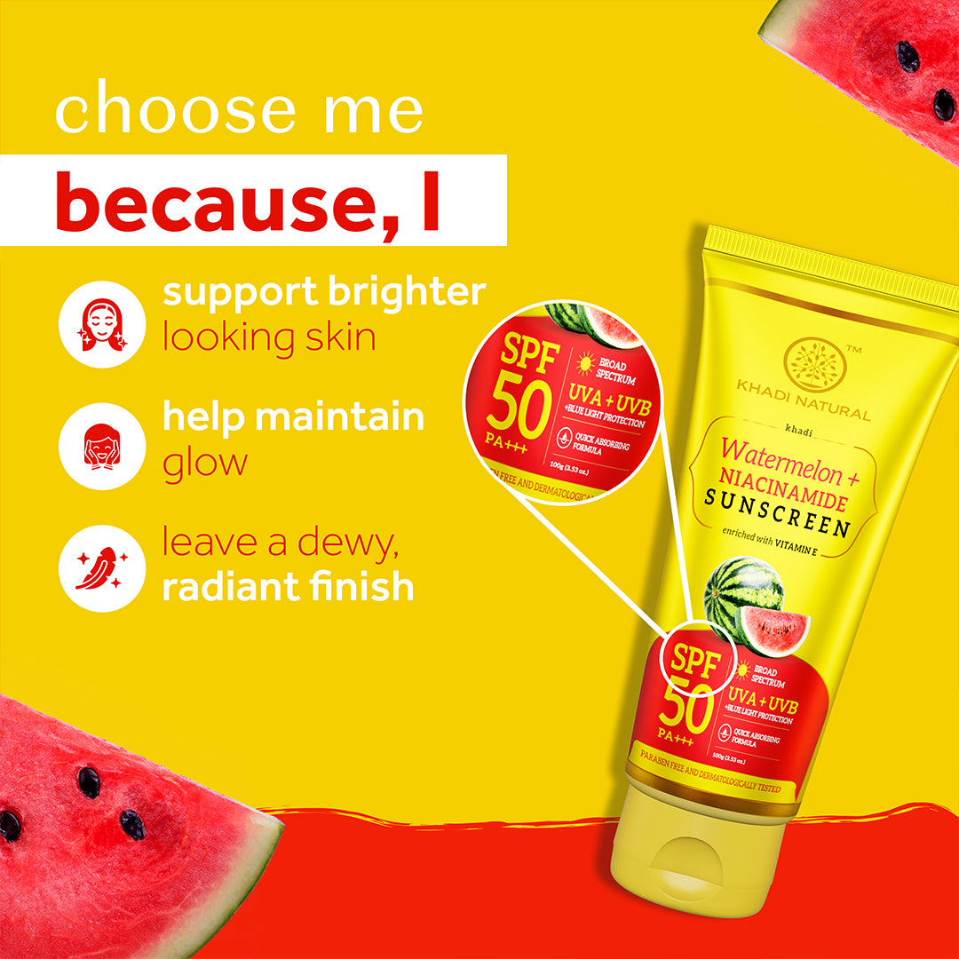 Khadi Natural Watermelon + Niacinamide Sunscreen Aqua Gel SPF 50 PA+++ 100gm Sale